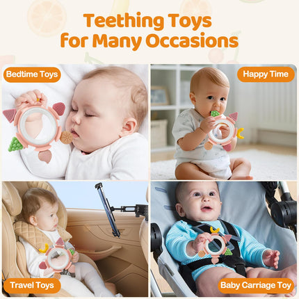 Juguetes de dentición para bebés de 3-12 meses, anillos de dentición de silicón para bebés, mordedor infantil para alivio de encías, mordedor sensorial, regalo de Halloween para recién nacidos niños y niñas, rosa