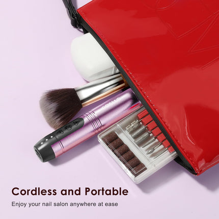 Fresadora de uñas inalámbrica C20, lima eléctrica, kit todo en uno, morado