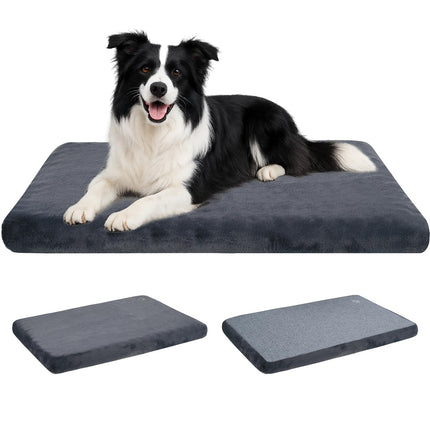 Tapete para cama de perro, colchón para jaula, ultra suave para perrera, gris, grande