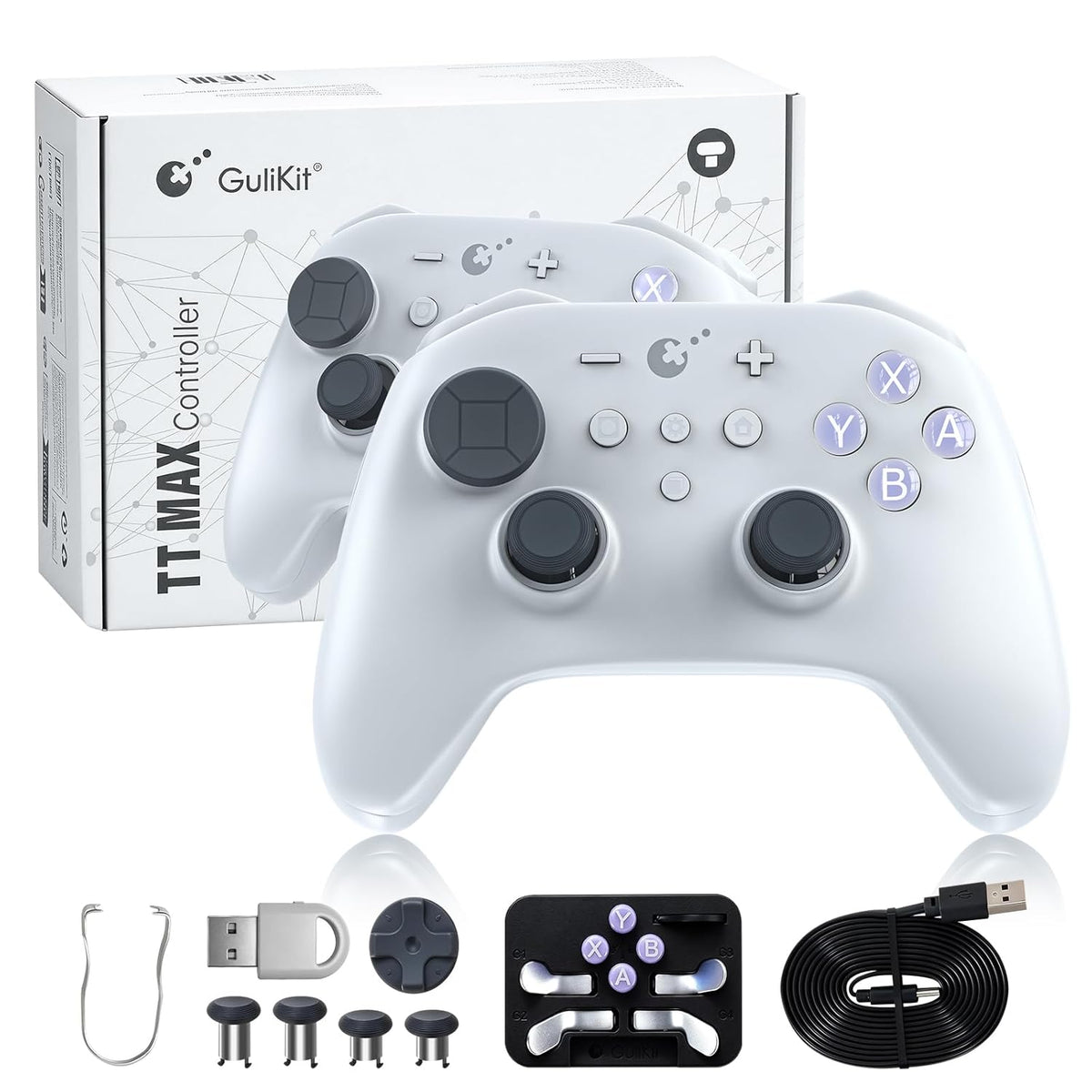 Wireless Controller for PC, Android, iOS, Switch 1/2, 720° Adjustable TMR Joystick, with 950mAh Long-Lasting Battery
