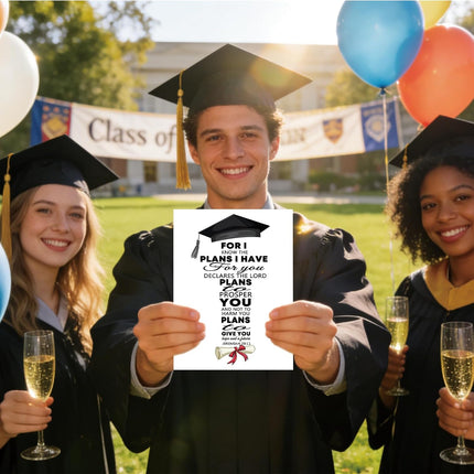 OJsensai Christian Graduation Card for Her Him, Religious Graduation Congratulations Gifts for Son Daughter Student, Bible Verse Graduation Card Jeremiah 29:11