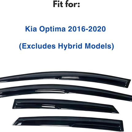 IG Window Visors Fit for 2016-2020 Kia Optima, Out-Channel Rain Guards Vent Wind Deflectors 4PC, Car Accessories for 16-20 Optima (Excludes Hybrid Models)