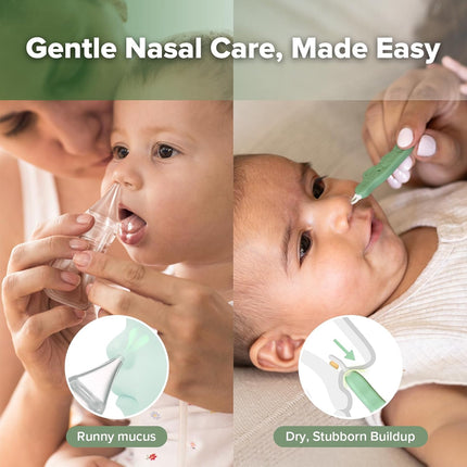 Haakaa Nasal Care Essentials Combo, Nasal Aspirator for Baby with Baby Nose Picker, Gentle Infant Ear & Nose Care Set with Case for Home or Travel