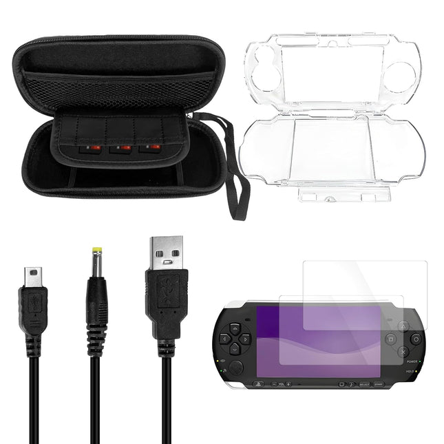 5 in 1 Accessories Kit for PSP 2000/3000, Carrying Case for PSP 2000 3000, Protective Case Shell, 2 Set Screen Protectors and Charging&Date Cable, Compatible with PlayStation Portable 2000/3000 ONLY