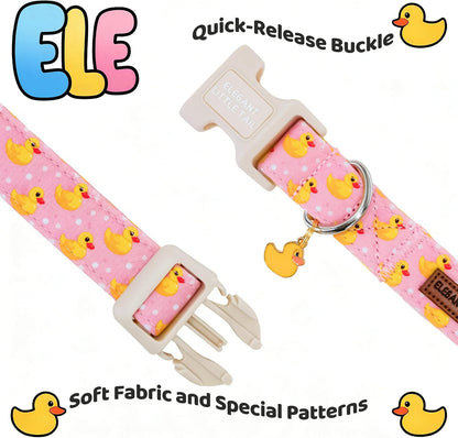 Rubber Duck Print Adjustable Cotton Dog Collar for Medium Dogs - photo 4