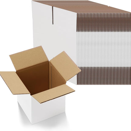 6x6x6 Shipping Boxes Set of 40, White Corrugated Cardboard Box for Packing, Mailing, Business