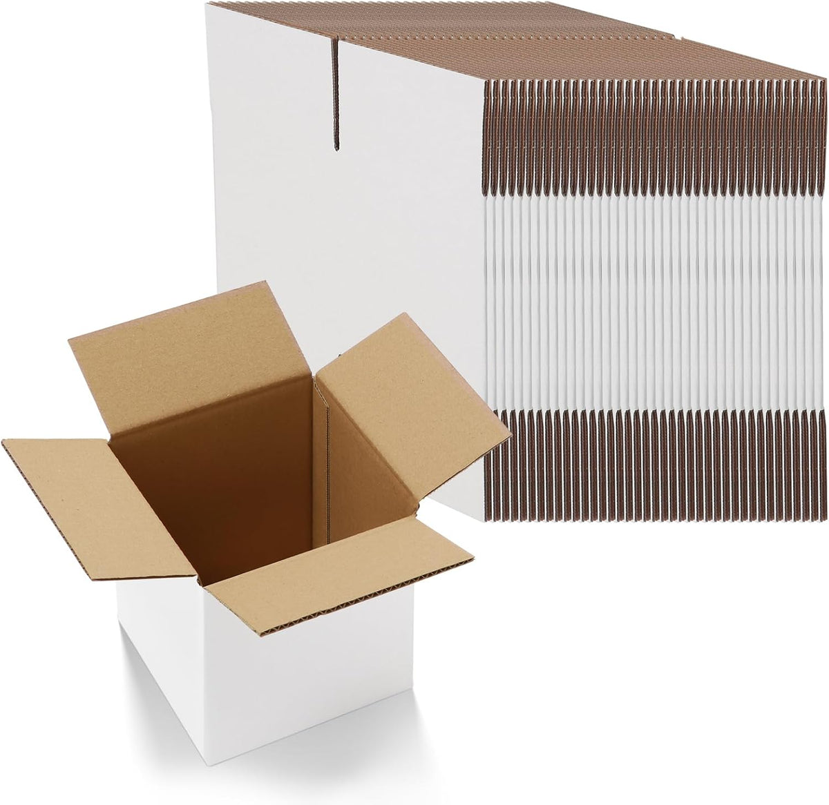 6x6x6 Shipping Boxes Set of 40, White Corrugated Cardboard Box for Packing, Mailing, Business