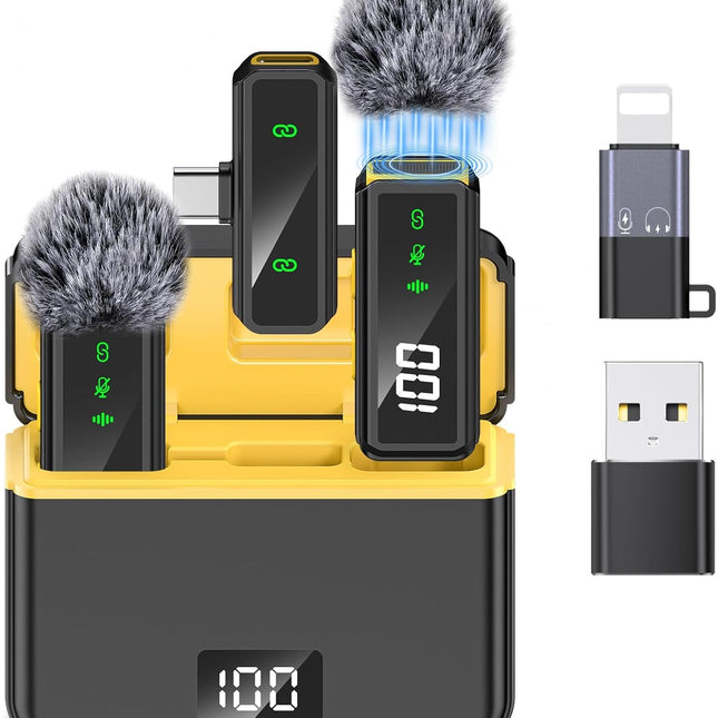 Mini Lavalier Microphone for iPhone/Android/PC, Lav Mic with 45H Battery