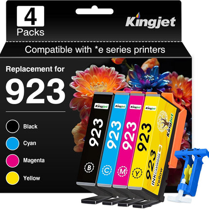 923 Ink Cartridges for HP Printers Compatible for HP 923 Ink Cartridges Work for HP OfficeJet Pro 8135e 8130e 8125e 8138e 8139e 8120e Ink Cartridges Without Chip (4 Pack, Black Cyan Magenta Yellow)