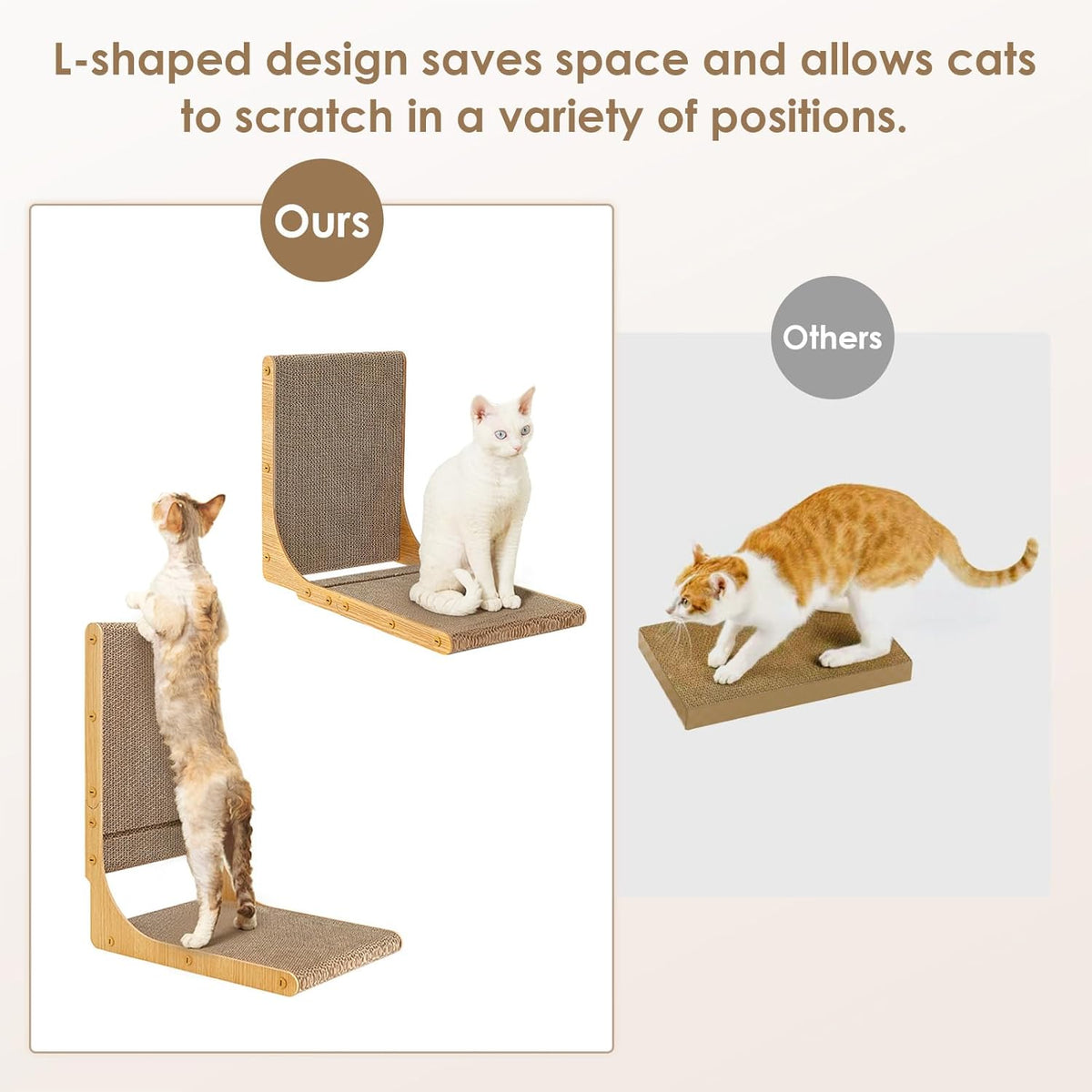 2-Pack Large L-Shaped Cardboard Cat Scratcher with Ball Toy - photo 4