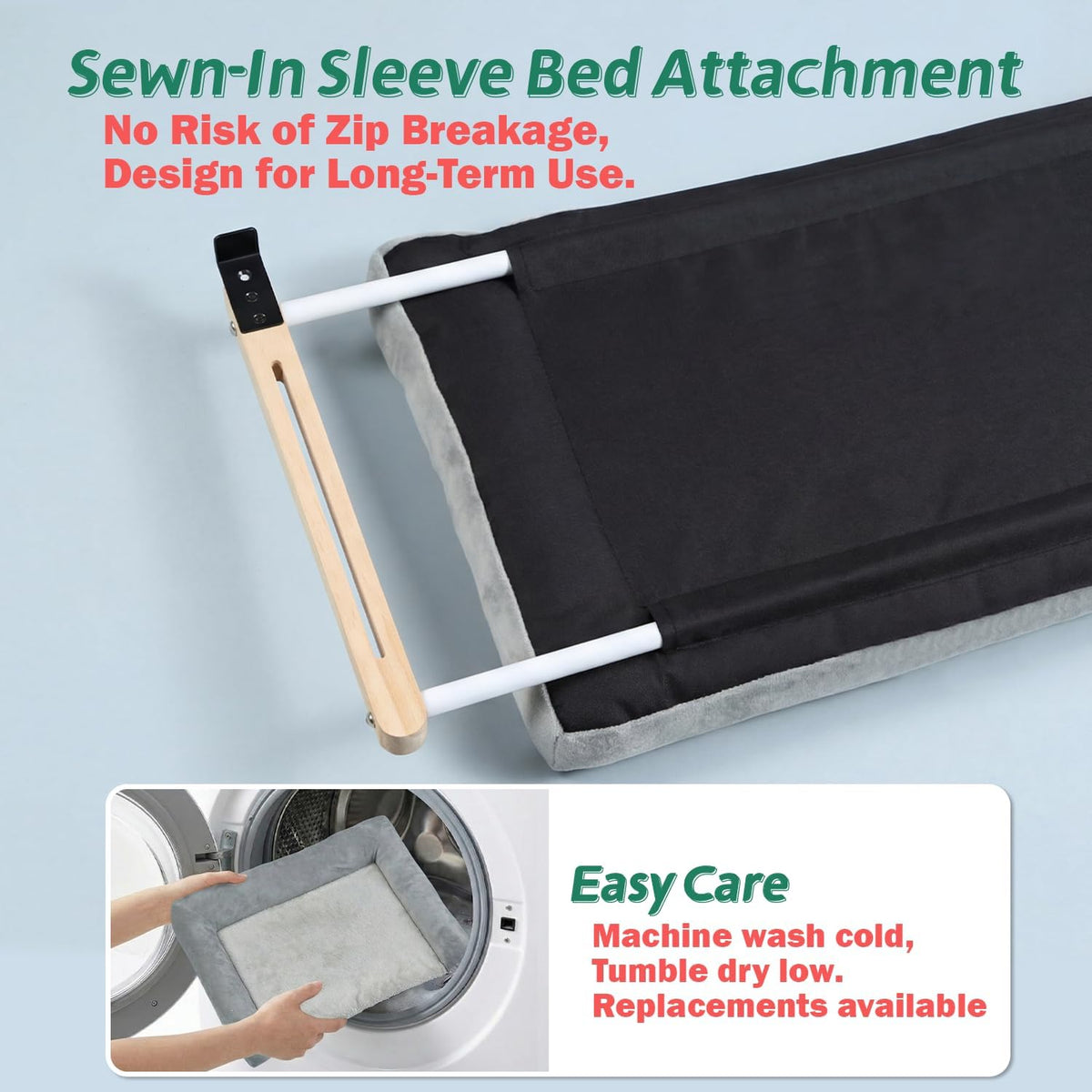 Cat Perch for Window Sill with Bolster - Orthopedic Hammock Design with Premium Hardwood & Robust Metal - photo 3