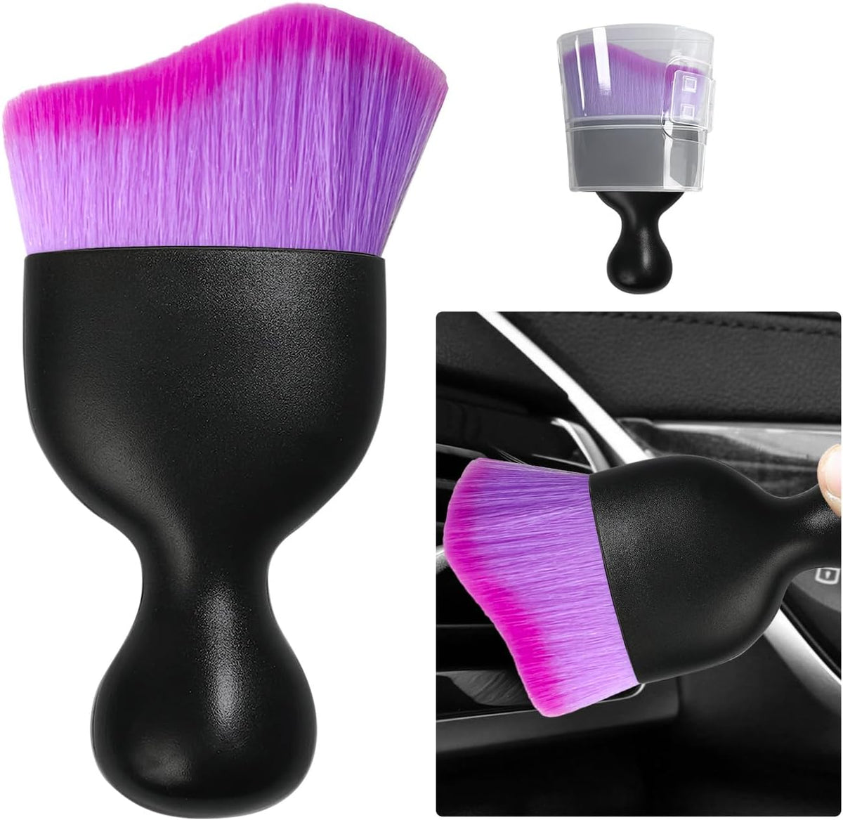 Car Detailing Brush, Curved Soft Bristles Auto Removal Dust Collectors, Universal Vehicle Dashboard, Air Conditioner