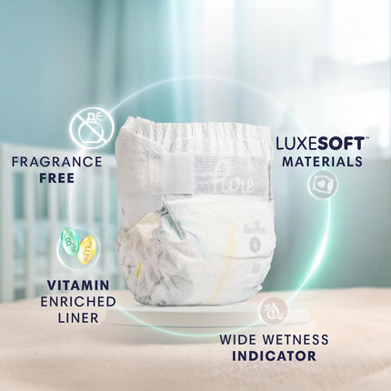 Pampers Pure Baby Diapers, Size 1 (8-14 lbs), 82, Up to 100% Leakproof, Premium Hypoallergenic Soft Diapers
