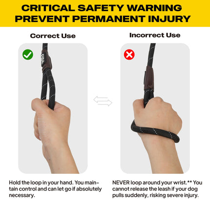 Durable Slip Lead Dog Leash, 6 FT x 1/2" Dog Training Leash, Black