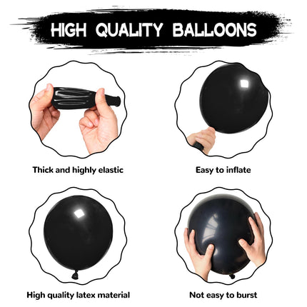 Kit de arco de globos negro mate de 134Pcs, kit de guirnalda de globos de látex