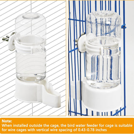 BNOSDM Automatic Bird Water Dispenser 2 Pcs No Mess Parrot Cage Water Feeder Drinker Suspended Bird Drinking Device Parakeet Cage Accessories for Budgies, Cockatiel, Conure, Canary, Finch (White)