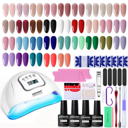 Gel Nail Polish Kit with U V Light 32 Colors Gel Polish Nail + 4 Functional Adhesive Bottles Kit Soak - photo 18