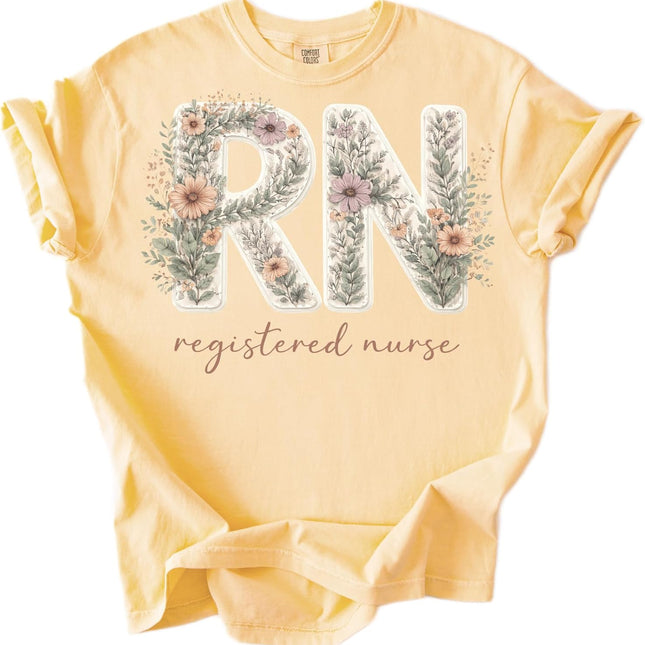 Floral RN Registered Nurse T-Shirt Cute Botanical Nurse