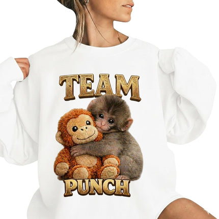 Team Punch Monkey Sweatshirt, Baby Monkey Punch Shirt, Cute Monkey Sweater, Animal Lover Gift, Toy Outfit