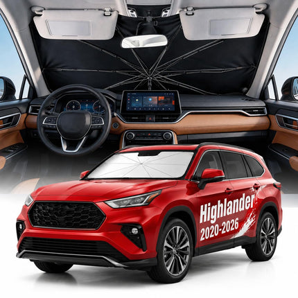 2026 Upgrade Windshield Sun Shade Umbrella, Double Thickened Ice Crystal Coating Sun & Heat Protection, Keep Vehicle Cool & Protect Interior, Zero Light Leakage Medium 57" L x 31" W