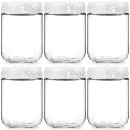 6-pack 16 oz Overnight Oats Containers with Lids, Glass jars with Airtight Lids, Wide mouth Mason Salad jars, Glass Food Storage Containers for Snacks Yogurt Spice Sugar