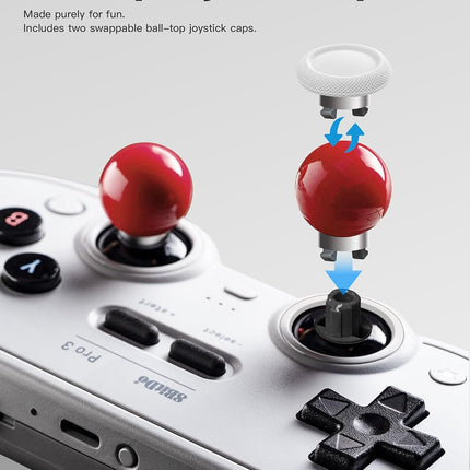 8Bitdo Pro 3 Bluetooth Controller with TMR Joysticks, Swappable ABXY Buttons, Pro Back Buttons, Charging Dock, Hall Effect Triggers for Switch/Switch 2, Windows, Apple, SteamOS, Android (Gray)