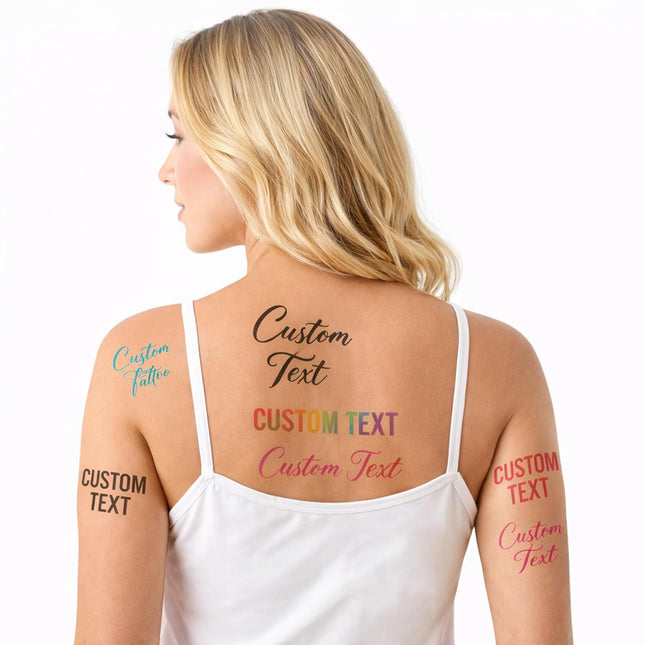 SourceToHome FuenteACasa Temporary Tattoos with Your Text – Personalized Fake Tattoo — Home & Lifestyle
