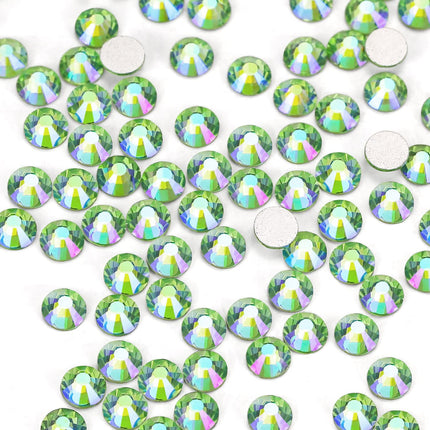 288Pcs Light-green Ab Crystal Rhinestones,Glass Flatback Rhinestones Gemstones for Nail Face Makeup Art Crafts Clothes Decoration-(SS30,6.5mm,Light-green Ab)