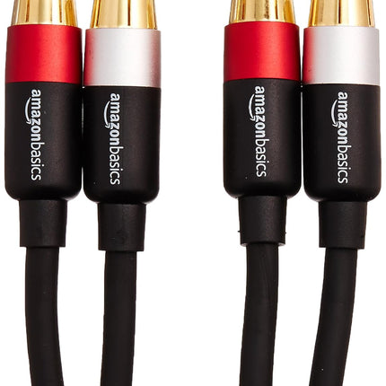 Amazon Basics 2 RCA Audio Cable for Amplifier,Active Speakers or Subwoofer with Gold-Plated Plugs, 4 Feet, Black
