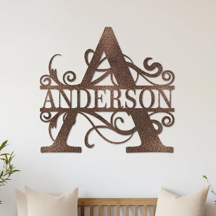 Custom Metal Name Sign | Personalized Split Letter Monogram Wall Decor