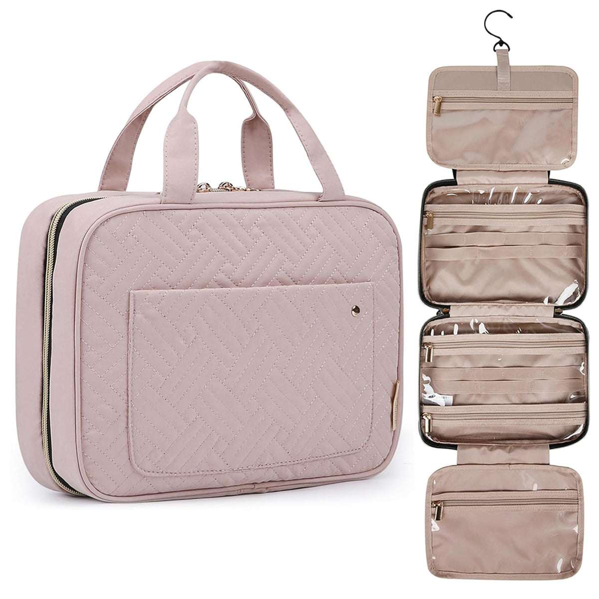 Toiletry Bag Travel Bag with Hanging Hook, Water-resistant Makeup Cosmetic Bag Travel Organizer for Accessories