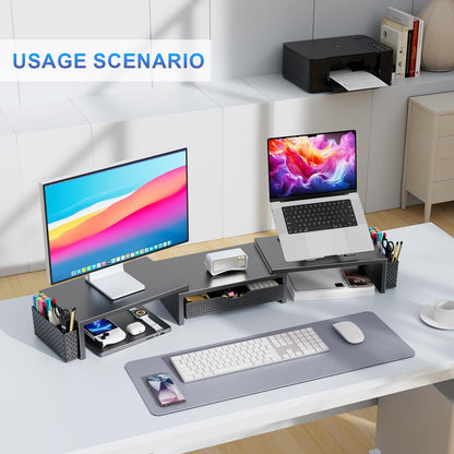 Dual Monitor Stand Riser Desk Organizer in Black - photo 4