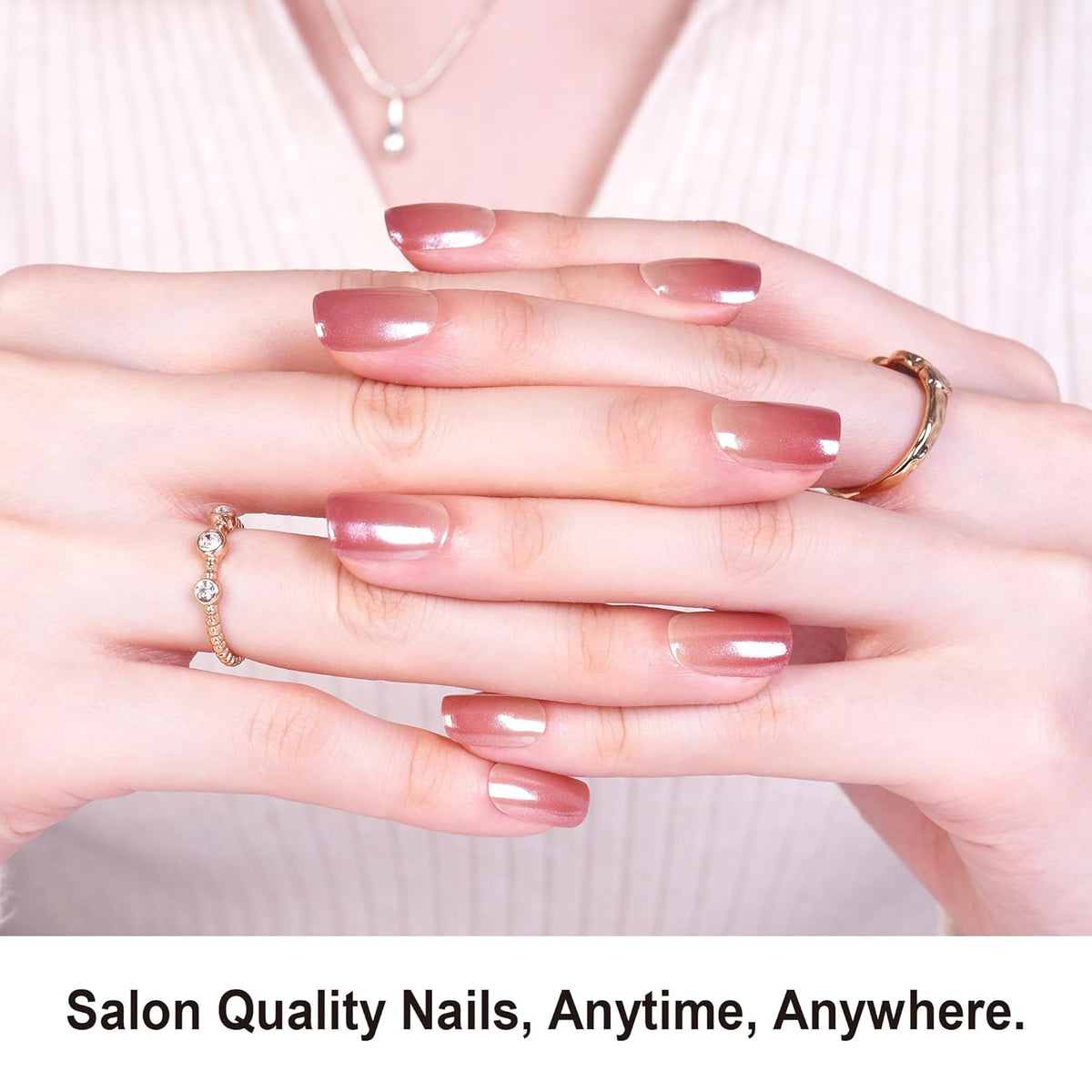 Cinnamon Glow Semi Cured Gel Nail Strips - 28 Mirror Gel Nail Wrap Stickers - photo 4
