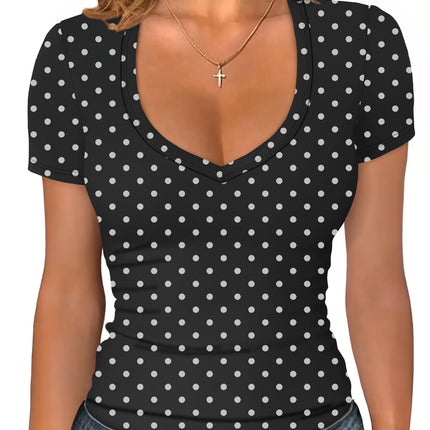 Short Sleeve Shirts for Women V Neck Summer Ribbed Tshirts 2026 Slim Fit Spring Fashion Going Out Basic Tees