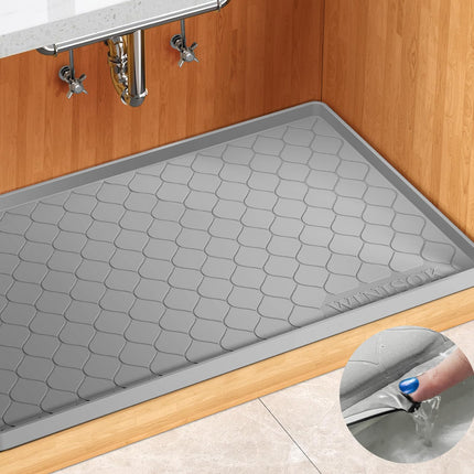 Waterproof Under Sink Mat 34" x 22", Silicone Mat, Dark Gray
