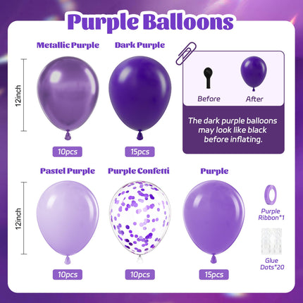 60pcs Purple Balloons 12inch with Metallic Pastel Dark Purple Balloons