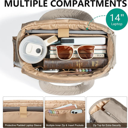 Large Bible Bag w/Bible Cover Case for Women, Puffer Bible Tote Bag Quilted Church Bag Book Carrying Case w/Shoulder Strap, Bible Study Supplies Journaling Kit Accessories Women Christian Easter Gift