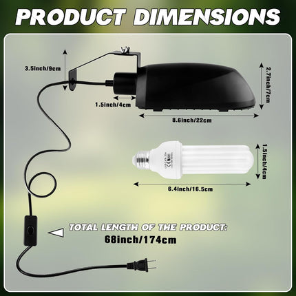 HOSUKKO Bird Cage Light Fixture Combo Kit with Chew Guard,Lamp Hood with 2.4% UVB UVA 20W Compact Fluorescent Bulb for All Kinds Captive Birds