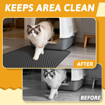 Cat Litter Mat Double Layer Waterproof Urine Proof Trapping Mat 1 Pack (Black, 24x15 Inch (Pack of 1)) - photo 3