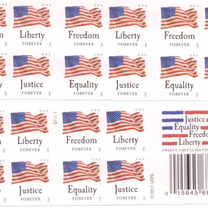 USPS Forever Stamps "Four Flags" Booklet of 20 Stamps