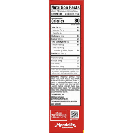 RITZ Everything Crackers, Snacks for Kids and Adults, Lunch Snacks, 13.7 oz