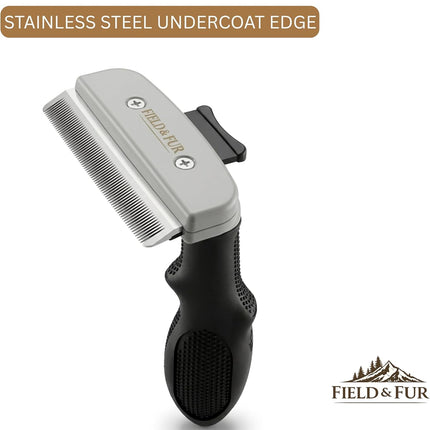 Field & Fur Dog Deshedding Tool, Undercoat Brush for Dogs & Cats, Removes Loose Fur, One-Click Release, Heavy Shedding Grooming Tool for Goldendoodles, Long Hair & Double Coats