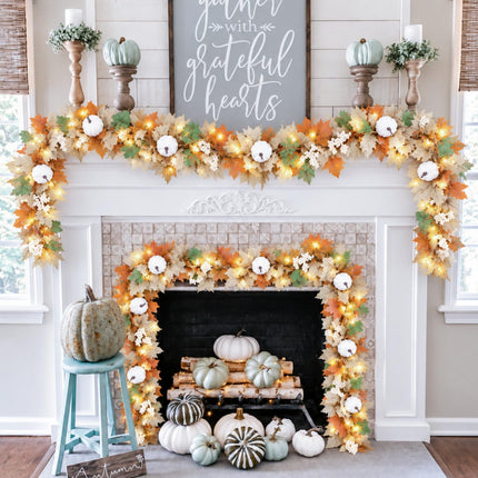 4 Pack Fall Leaf Garland, Total 23.6 Ft Artificial Fall Maple Leaves Autumn Vines Garland Thanksgiving Decor for Home Fireplace Party