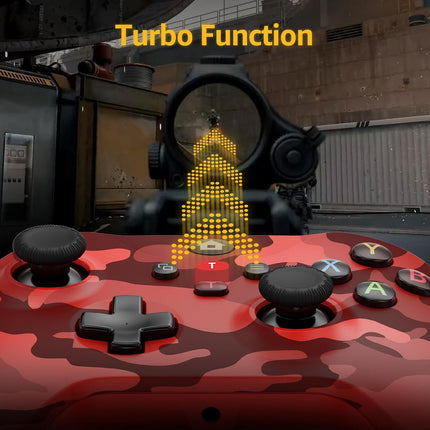 Kamylorus Wireless Controller for X-BOX One/PC, Hall Effect Controller Support Turbo, 2.4G Plug and Play Gaming Gamepad with 3.5mm Headphone Jack/Dual Vibration, Compatible with X-BOX One S/X, X-BOX Series S/X, PC, IOS, Android Platforms(Camo Red)