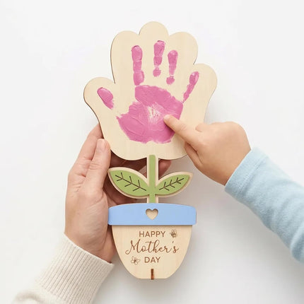 HYPERI DIY Mothers Day Crafts for Kids Handprint Art, Handprints Wooden Rose Flower Bouquet, Mothers Day Gifts for Mom from Kids, for Grandma from Grandkids, Mothers Day Keepsake Craft (Pot)
