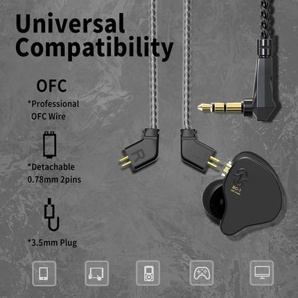 CCZ Melody Wired Earbuds Earphones, hifi 1DD 1BA Drivers in ear Headphones, in ear Monitors with Crisp Clear Sound, iem Corded Earbuds for Singers Musicians Drummer Studio (Blue, without microphone)