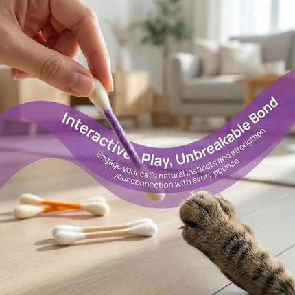 Cotton Swabs Cat Toys with Catnip,6 Pk Soft Interactive Giant Q Tip Cat Toy,Durable for Chew, Organic Catnip for Anxiety & as Digestive Aid,The Ideal Gift for cat Lovers(Beige 6-Pack)