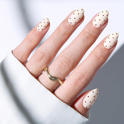 French Tip Press On Nails Short Almond 32Pcs 16 Sizes Reusable