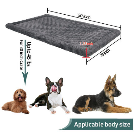 Colchoneta para jaula de perro 30x19 inch, gris, espuma viscoelástica, para perro pequeño y mediano, lavable, antideslizante
