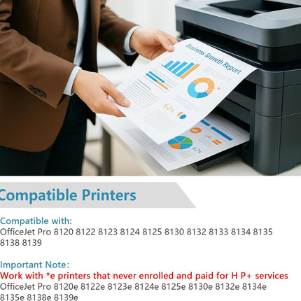 923e Ink Cartridges Compatible Replacement for HP 923 XL 923XL Work for OfficeJet 8120 8122 8123 8124 8125 8130 8132 8124e Pro 8135e 8138e 8139e 8130e 8132e Printer with V17.1.1 Chip (2-Pack,Black)